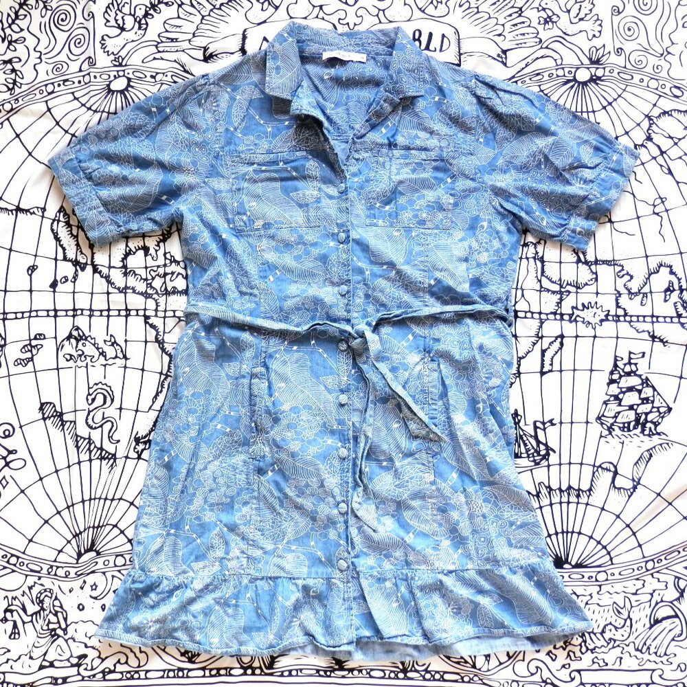 Conbipel || Floral Denim Button-Up Mini Dress